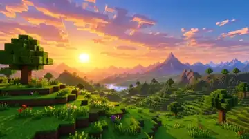 Golden Voxel Sunrise live wallpaper