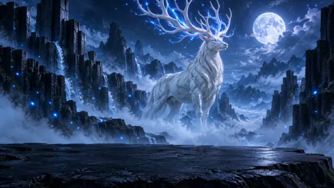 Marble Stag With Sapphire Antlers