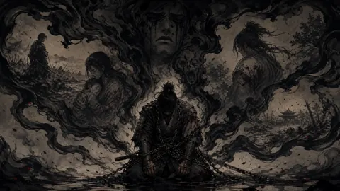 Chained Samurai With Spectral Faces