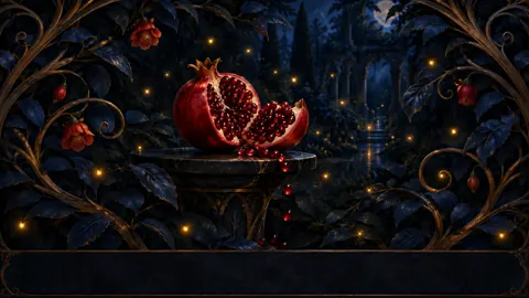 Pomegranate on Moonlit Pedestal