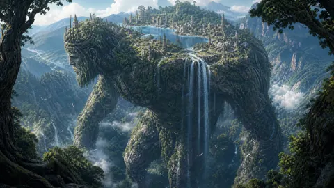 Giant Carrying Mountain Town