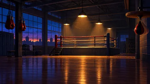 Empty Boxing Gym at Dusk