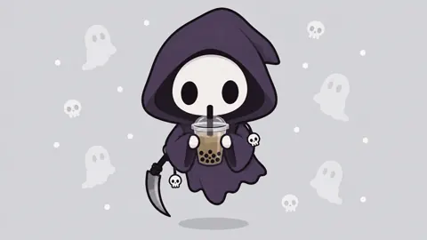 Chibi Grim Reaper Bubble Tea