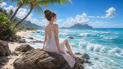 Woman in White Dress Beach