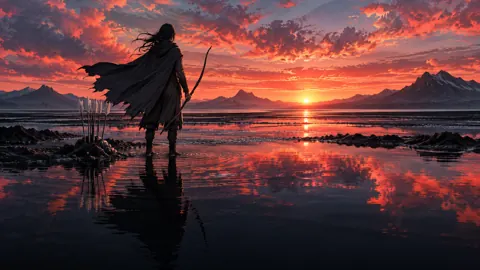 Cloaked Archer on Salt Flat