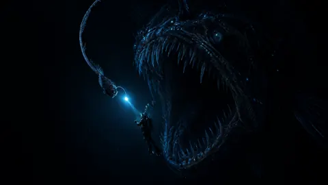 Diver Near Giant Anglerfish