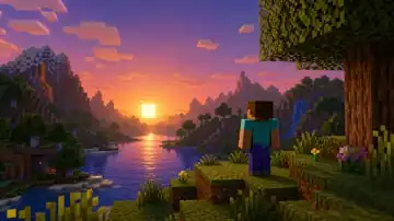 Steve from Minecraft overlooks a live wallpaper