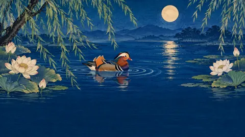 Mandarin Duck Under Willows