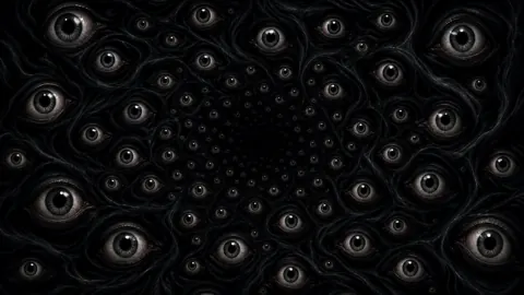 Human Eyes in Black Spiral