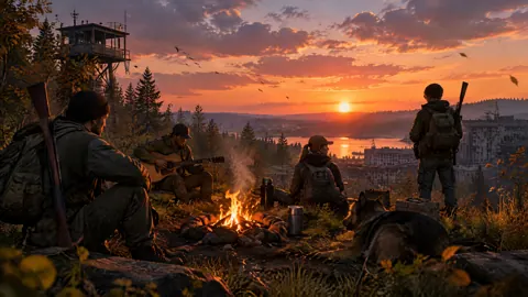DayZ Campfire Guitar Sunset