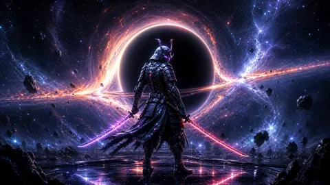 Cyber Samurai With Twin Katanas