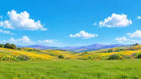 Yellow Wildflower Meadow Hills