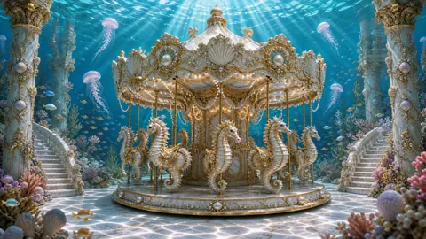 Underwater Baroque Seahorse Carousel