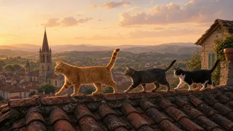 Cats on Pamiers Rooftop