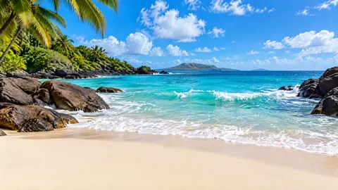 Tropical Cove With Volcanic Boulders