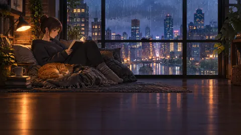 Woman Reading With Ginger Cat