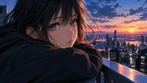 Anime Girl on Rooftop
