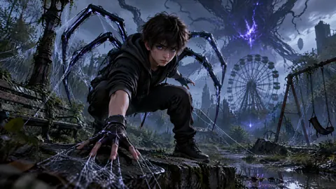 Spider Boy in Abandoned Amusement Park