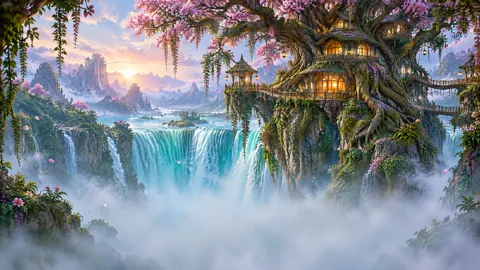 Tree Cottage Above Waterfall