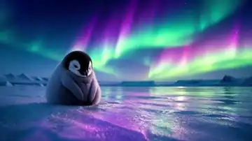 Aurora Penguin Chick live wallpaper