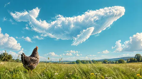 Speckled Hen Under Whale Cloud