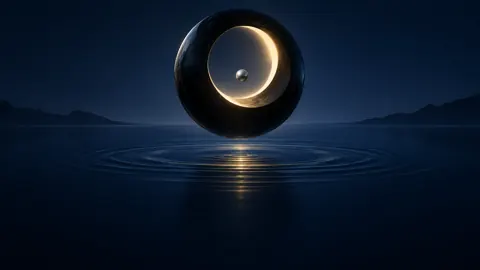 Obsidian Sphere Above Pool