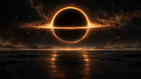 Black Hole Above Obsidian Desert