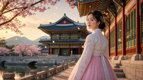 Hanbok Woman at Seoul Palace