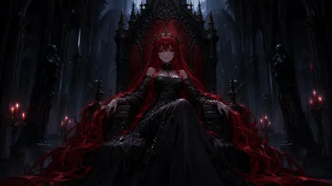 Crimson Queen on Gothic Throne