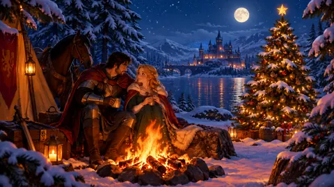 Medieval Campfire by Christmas Tree