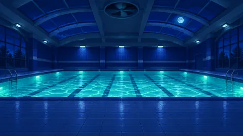 Empty Pool Under Moonlight