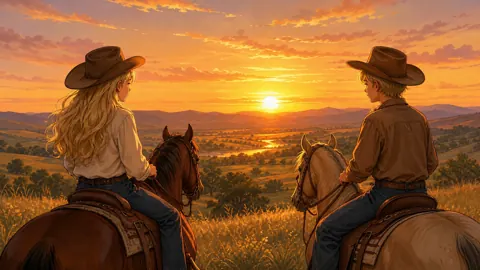 Cowboy Couple at Sunset