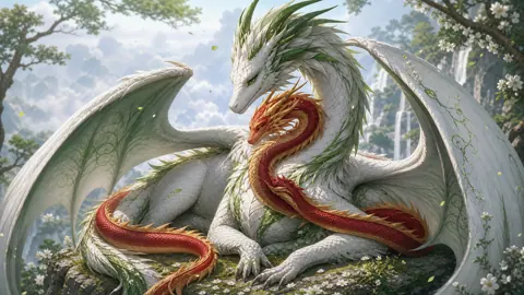 Wyverns Cuddling by Waterfalls
