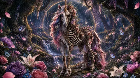 Skeleton Unicorn With Butterflies