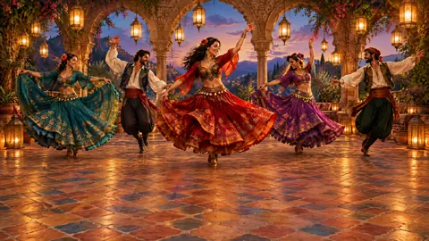 Dancers in Lantern Courtyard