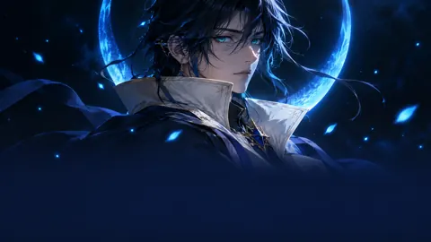 Dark-Haired Mage With Blue Crescent