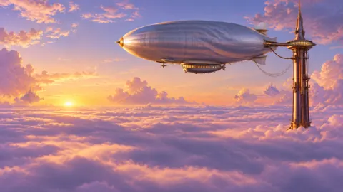 Silver Dirigible at Sunrise