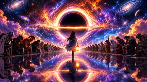 Anime Girl Walking to Black Hole