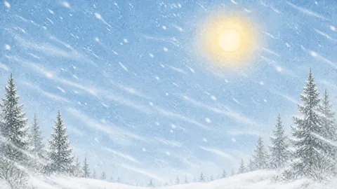 Golden Sun Over Snowy Pines