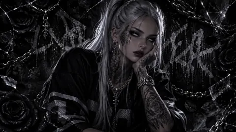 Tattooed Woman With Black Roses
