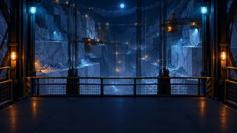 Abandoned Quarry Elevator at Midnight