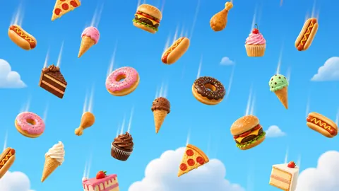 Cartoon Fast Food Falling Sky