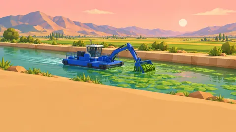Canal Dredger Clearing Waterweed