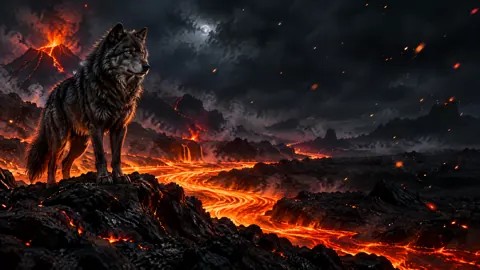 Wolf Above Lava River