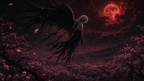 Fallen Angel Under Red Moon