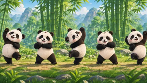 Dancing Pandas in Bamboo Forest