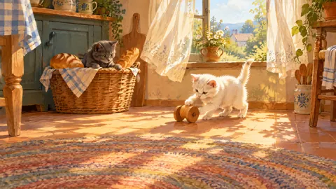 Kittens in Country Kitchen