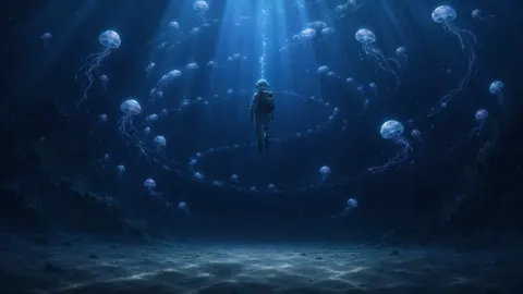Deep-Sea Diver With Jellyfish