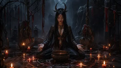 Horned Woman at Forest Shrine