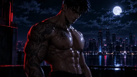Tattooed Man on Rooftop